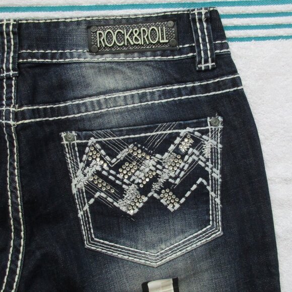 New ROCK & ROLL Cowgirl Jeans Size 30x32 Embellished Boot Cut Denim - Picture 11 of 14